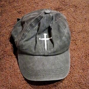 Dark Gray Baseball Cap with White Cross- Youth